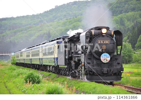 磐越西線　野沢ー上野尻　JR東日本　D51-498（高崎）+12系（新津）　D51ばんえつ物語 114361866