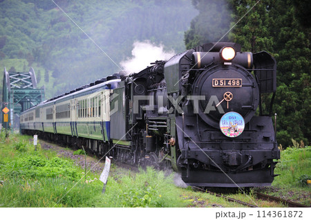 磐越西線　野沢ー上野尻　JR東日本　D51-498（高崎）+12系（新津）　D51ばんえつ物語 114361872