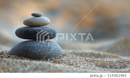Stack of Rocks Balanced on Top of Each Other 114361965