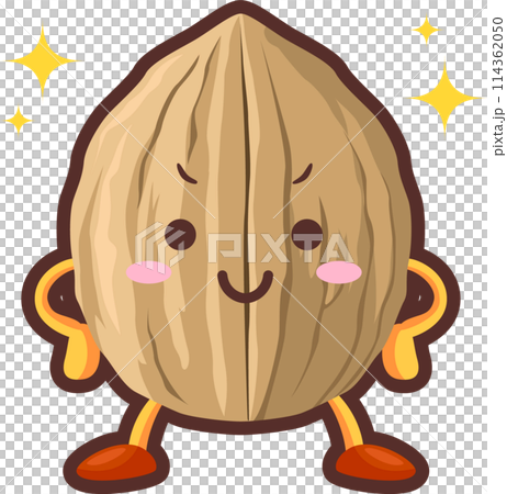 得意気な顔をしたかわいいクルミのキャラクター 114362050