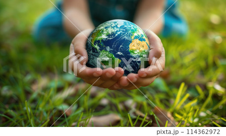 Person Holding Small Earth in Hands 114362972