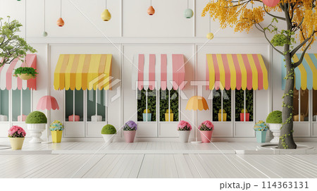 Various Colored Awnings in a Room Various Colored Awnings in a Room 114363131