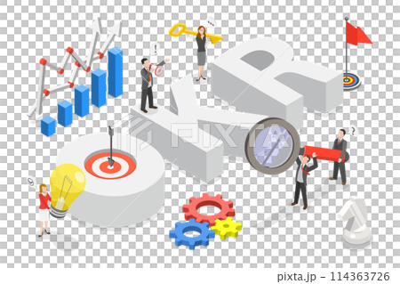 3D Isometric Flat Conceptual Illustration of OKR, Objective Key Result 3D Isometric Flat Conceptual Illustration of OKR, Objective Key Result 114363726