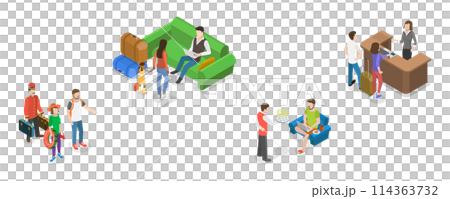 3D Isometric Flat Conceptual Illustration of Hotel Customer Service, Hospitality Workers 3D Isometric Flat Conceptual Illustration of Hotel Customer Service, Hospitality Workers 114363732