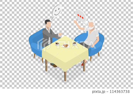 3D Isometric Flat  Conceptual Illustration of Father with Son, Relationship andd Support 114363738