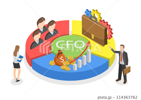 3D Isometric Flat  Conceptual Illustration of CFO, Chief Financial Officer 114363762