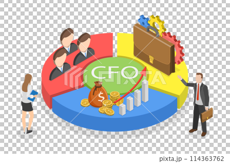 3D Isometric Flat  Conceptual Illustration of CFO, Chief Financial Officer 114363762