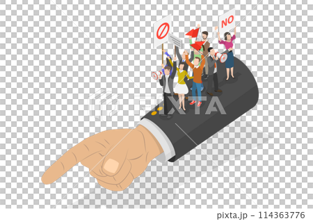 3D Isometric Flat Conceptual Illustration of Revolution, Crowd of Protesting People 3D Isometric Flat Conceptual Illustration of Revolution, Crowd of Protesting People 114363776