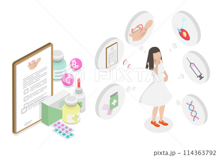 3D Isometric Flat Conceptual Illustration of Infertility Treatment, IVF Procedure 3D Isometric Flat Conceptual Illustration of Infertility Treatment, IVF Procedure 114363792