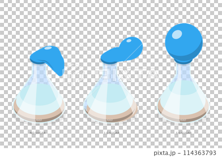 3D Isometric Flat  Conceptual Illustration of Yeast Cellular Respiration , Science Experiment 114363793