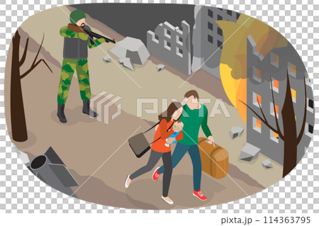 3D Isometric Flat Conceptual Illustration of Military Invasion, Bombing City 3D Isometric Flat Conceptual Illustration of Military Invasion, Bombing City 114363795