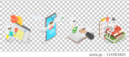 3D Isometric Flat  Conceptual Illustration of GPT Chat, Virtual Dialog with ai Assistant 114363803