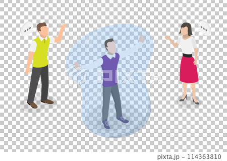 3D Isometric Flat  Conceptual Illustration of Personal Boundaries, Respect to Private Space 114363810