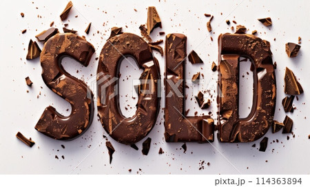 The word Sold created in Chocolate Typography. 114363894