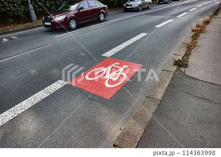 Bicycle lane on a road 114363998