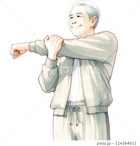 柔軟運動をする高齢者 114364011