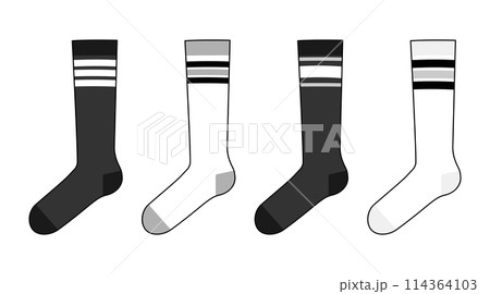 Skater socks set with crew length set. Fashion hosiery accessory clothing technical illustration stocking. Vector front Skater socks set with crew length set. Fashion hosiery accessory clothing technical illustration stocking. Vector front 114364103