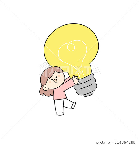 電球を持つ女性のイラスト 114364299