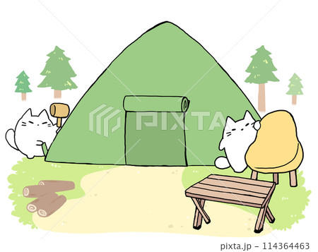 キャンプの準備するねこ キャンプの準備するねこ 114364463