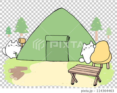 キャンプの準備するねこ キャンプの準備するねこ 114364463