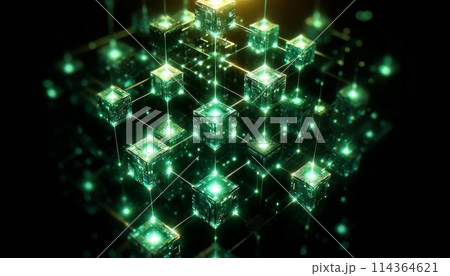 ブロックチェーンのイメージ　背景 114364621