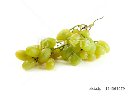 Bunch of organic green grapes isolated on white background. Bunch of organic green grapes isolated on white background. 114365079