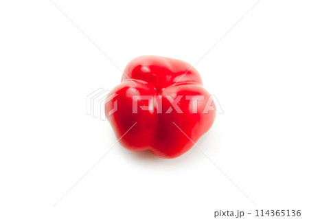 Whole red bell pepper isolated on white background with clipping path. . 114365136