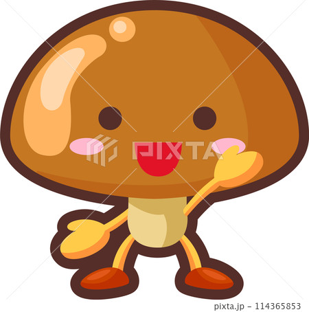 片手を挙げる可愛いなめこのキャラクターのイラスト 片手を挙げる可愛いなめこのキャラクターのイラスト 114365853