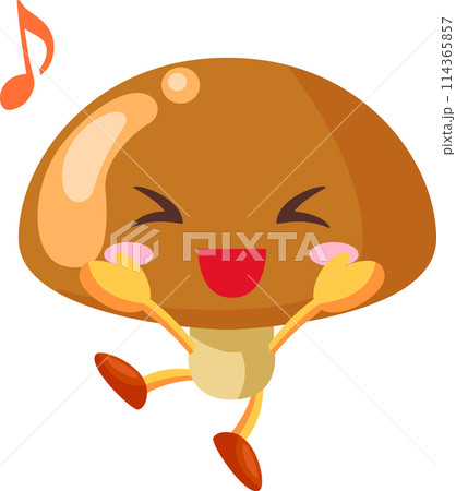 とても喜ぶ可愛いなめこのキャラクターのイラスト 114365857