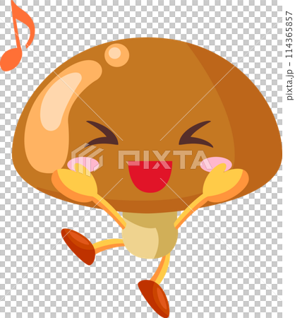 とても喜ぶ可愛いなめこのキャラクターのイラスト 114365857