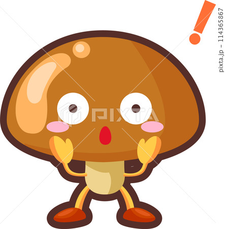 驚く可愛いなめこのキャラクターのイラスト 114365867