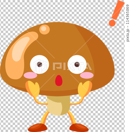 Illustration of a cute surprised mushroom character 114365869
