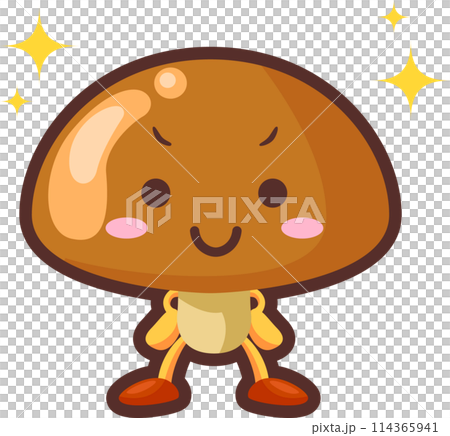 得意気な顔をした可愛いなめこのキャラクターのイラスト 114365941
