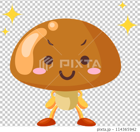得意気な顔をした可愛いなめこのキャラクターのイラスト 114365942
