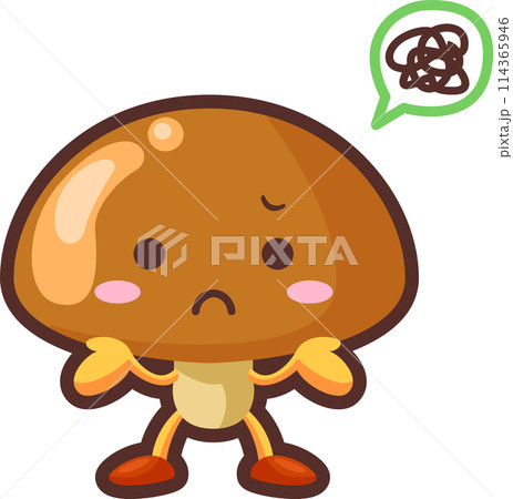 不満気な可愛いなめこのキャラクターのイラスト 114365946