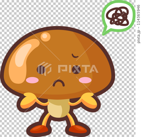 不満気な可愛いなめこのキャラクターのイラスト 114365946
