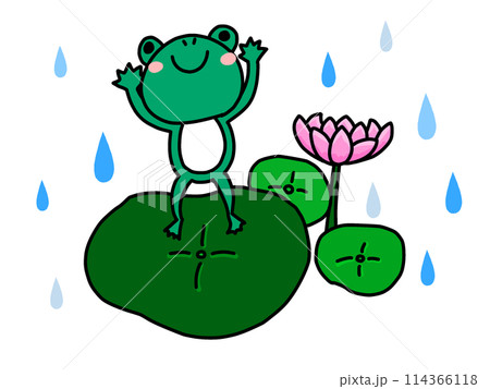 かえると蓮の花 114366118