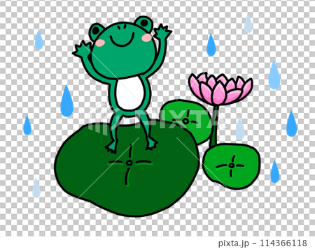 かえると蓮の花 114366118