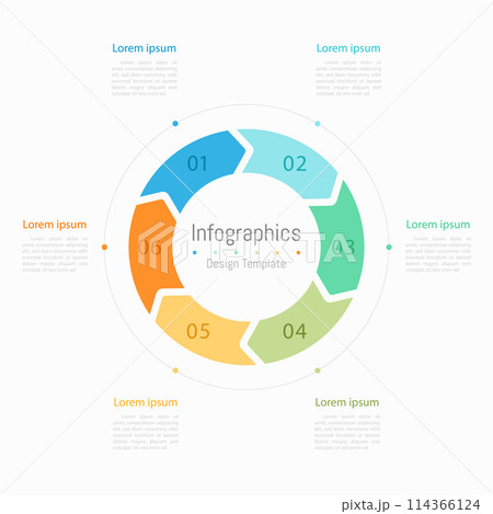Infographic 6 options design elements for your business data. Vector Illustration. 114366124