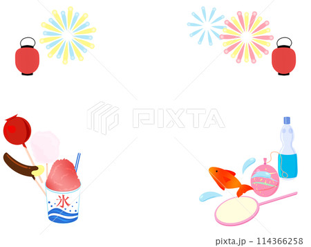 夏祭りフレーム白バック 夏祭りフレーム白バック 114366258