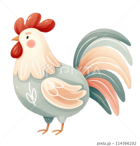 Cute Farm Animals Watercolor Clipart 114366282