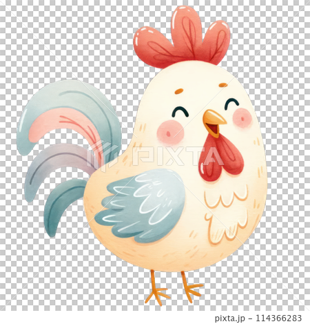 Cute Farm Animals Watercolor Clipart 114366283