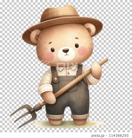 Cute Farm Animals Watercolor Clipart 114366293