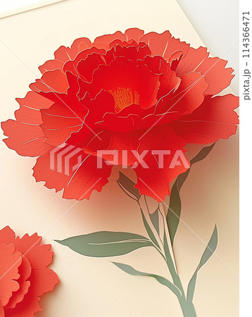 母の日にカーネーションの花で装飾したイラストのメッセージカード 母の日にカーネーションの花で装飾したイラストのメッセージカード 114366471