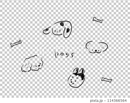 シンプルでかわいい線画の犬イラスト 114366564