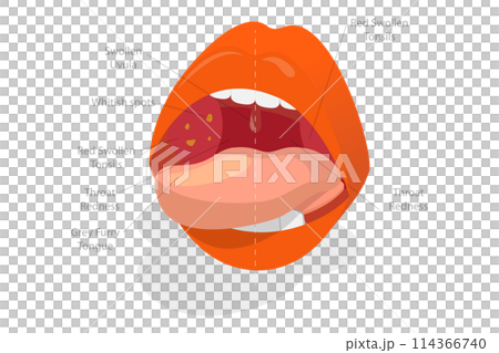 3D Isometric Flat  Conceptual Illustration of Parts Of Human Mouth, Educational Diagram 114366740