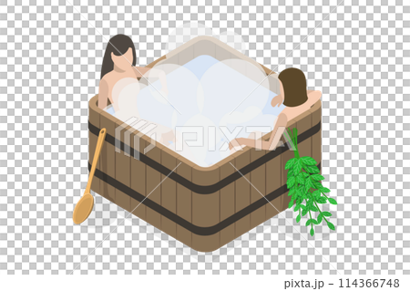 3D Isometric Flat Conceptual Illustration of Japanese Spa, Relaxation Therapy, Hot Steam Healthcare 3D Isometric Flat Conceptual Illustration of Japanese Spa, Relaxation Therapy, Hot Steam Healthcare 114366748