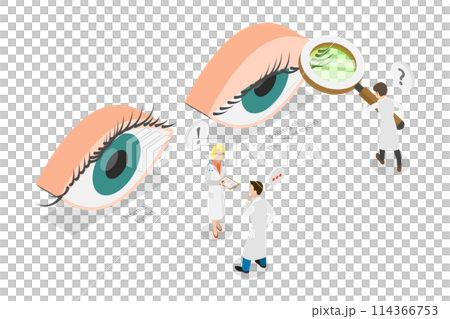 3D Isometric Flat  Conceptual Illustration of PTOSIS, Srooping of the Upper Eyelid 114366753