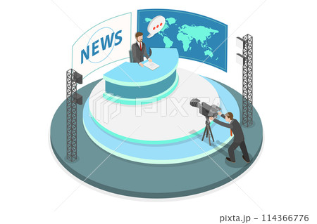 3D Isometric Flat Conceptual Illustration of News, Television Broadcast 3D Isometric Flat Conceptual Illustration of News, Television Broadcast 114366776