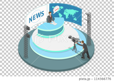 3D Isometric Flat Conceptual Illustration of News, Television Broadcast 3D Isometric Flat Conceptual Illustration of News, Television Broadcast 114366776